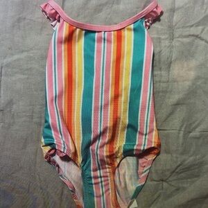 Colorful Striped Kids Swim One Piece
